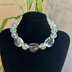 Chunky clear transparent AB crystals and resin necklace/choker